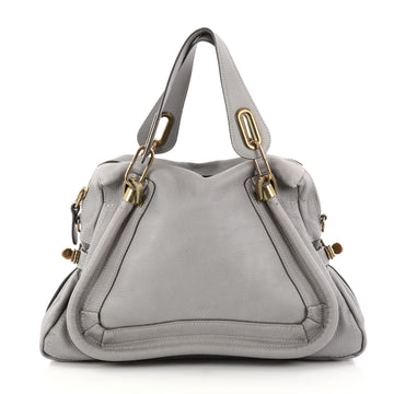 Chloe Paraty Top Handle Bag Leather Medium Gray 2856203