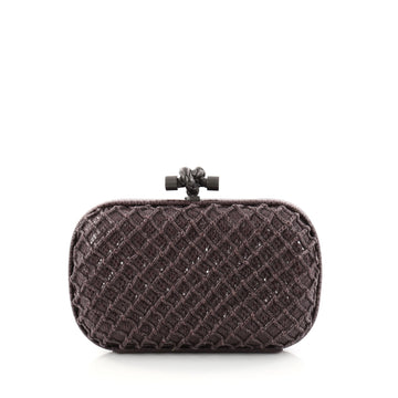 Bottega Veneta Box Knot Clutch Wire Grid Snakeskin Small Purple 2857102