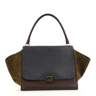 Celine Tricolor Trapeze Handbag Leather Large Blue 2858108