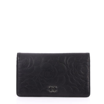 Chanel Bi-Fold Wallet Camellia Lambskin Long Black 2859202