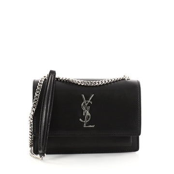 Saint Laurent Sunset Chain Wallet Leather Black 2860601