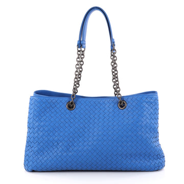 Bottega Veneta Double Chain Tote Intrecciato Nappa Large Blue 2861103