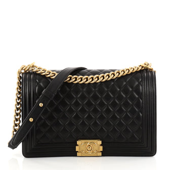 Chanel Boy Flap Bag Quilted Lambskin New Medium Black 2861701