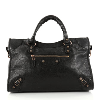 Balenciaga City Giant Studs Handbag Leather Medium Black 2861901