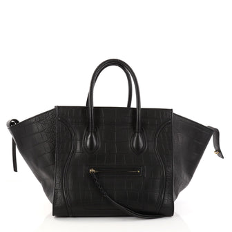 Celine Phantom Handbag Crocodile Embossed Leather Medium 2862308