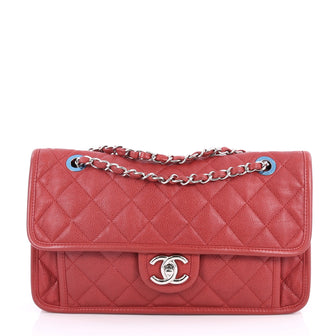 Chanel French Riviera Flap Bag Quilted Caviar Medium Red 2863301