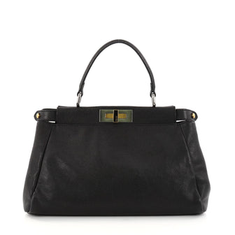 Fendi Peekaboo Handbag Leather Regular Black 2863801