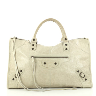 Balenciaga Work Classic Studs Handbag Leather Neutral 2864201