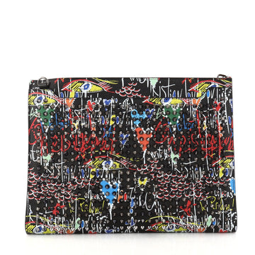  Christian Louboutin Loubiclutch Spiked Printed Leather Black 2865801