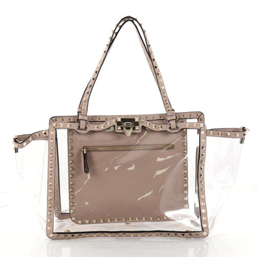 Valentino Rockstud Tote PVC Medium Neutral 2866202