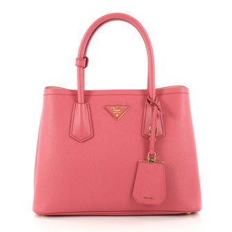 Prada Cuir Double Tote Saffiano Leather Small Pink 2866503