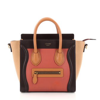 Celine Tricolor Luggage Handbag Leather Nano Pink 2866904