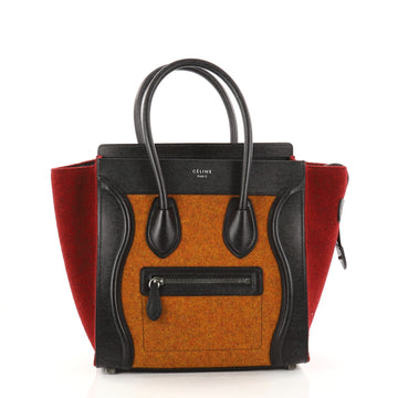 Celine Tricolor Luggage Handbag Felt Micro Black 2867901