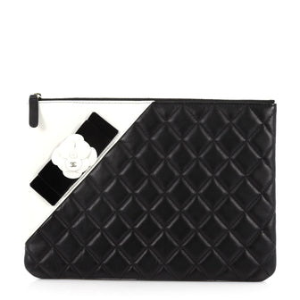 Chanel Camellia O Case Clutch Quilted Lambskin Medium 2868004