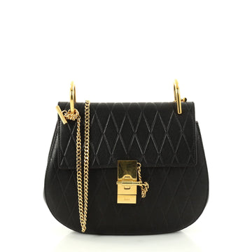 Chloe Drew Crossbody Bag Embossed Leather Small Black 2868204