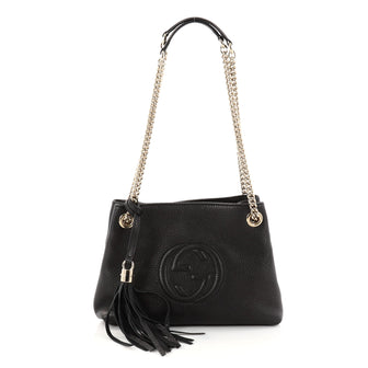 Gucci Soho Chain Strap Shoulder Bag Leather Mini Black 2868303