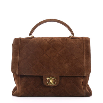 Chanel Vintage Top Handle Flap Bag Quilted Suede Medium 2868304