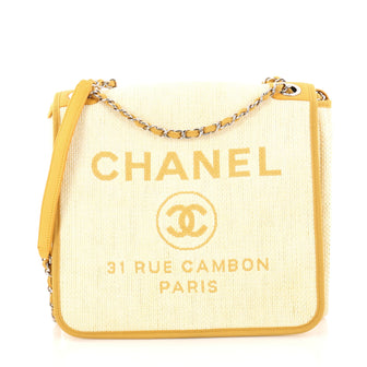 Chanel Deauville Messenger Bag Canvas Small Yellow 2868902