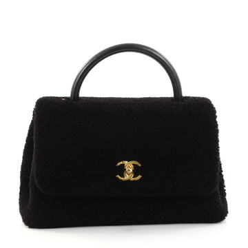 Chanel Coco Top Handle Bag Shearling Medium Black 2869901