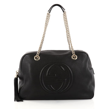 Gucci Soho Chain Zipped Shoulder Bag Leather Medium Black 2870003