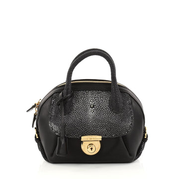Salvatore Ferragamo Fiamma Satchel Stingray and Leather Mini Black 2870101