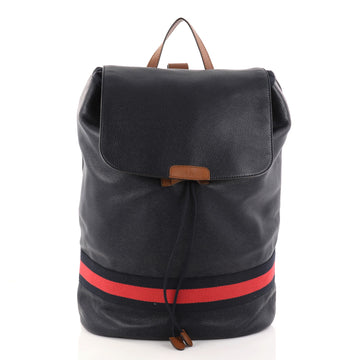 Gucci Signature Web Backpack Leather Large Blue 2870303