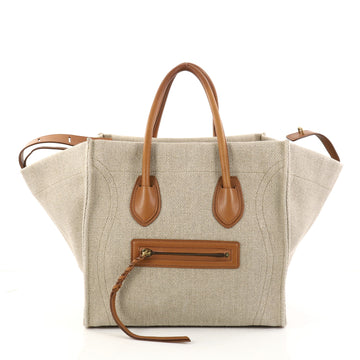 Celine Phantom Handbag Canvas Medium Brown 2870601