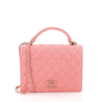 Chanel Tied Flap Bag Quilted Lambskin Small Pink 2871301