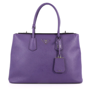 Prada Turnlock Twin Tote Saffiano Leather Medium Purple 2874402