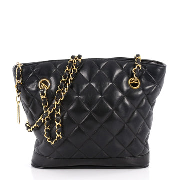 Chanel Vintage Fan Tote Quilted Lambskin Small Black 2874501