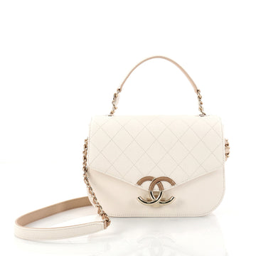 Chanel Thread Around Flap Bag Quilted Caviar Small White 2878501