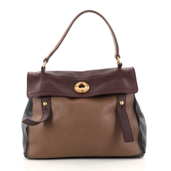 Saint Laurent Tricolor Muse Two Handbag Leather Medium Brown 2879302