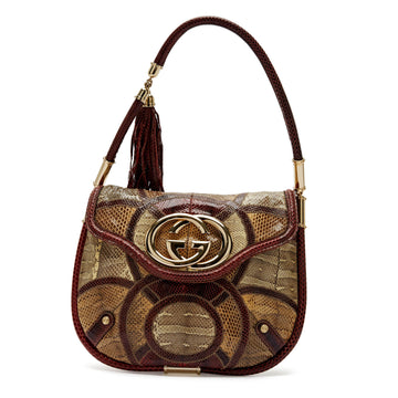 Gucci Britt Flat Shoulder Snake Patchwork Bag Medium