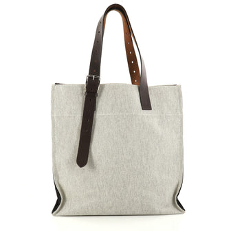 Hermes Etriviere Shopping Tote Toile and Leather White 2880002