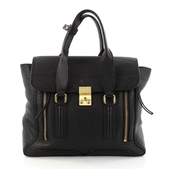 3.1 Phillip Lim Pashli Satchel Leather Medium Black 2880401
