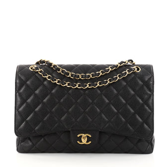 Chanel Classic Single Flap Bag Quilted Caviar Maxi Black 2880501