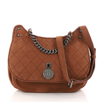 Chanel Turnlock Flap Messenger Bag Quilted Nubuck Medium 2881201