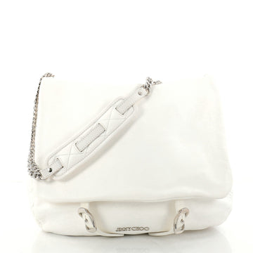 Jimmy Choo Becka Biker Messenger Bag Leather Large White 2881606