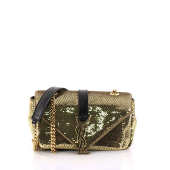 Saint Laurent Classic Monogram Crossbody Bag Sequins Baby Gold 2882201