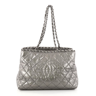 Chanel Chain Me Tote Quilted Calfskin Medium Gray 2883801