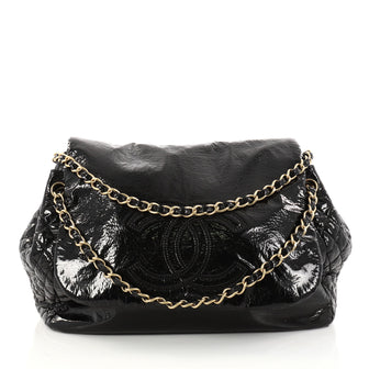 Chanel Rock and Chain Flap Bag Patent Vinyl Large Black 2883802