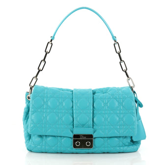 Christian Dior New Lock Flap Bag Cannage Quilt Lambskin Medium Blue 2884502