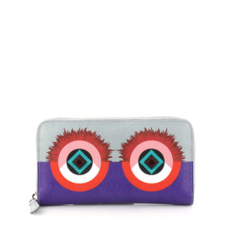 Fendi Monster Zip Around Wallet Printed Leather Long Purple 2884801