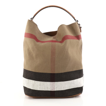 Burberry Ashby Handbag House Check Canvas Medium Brown 2885001