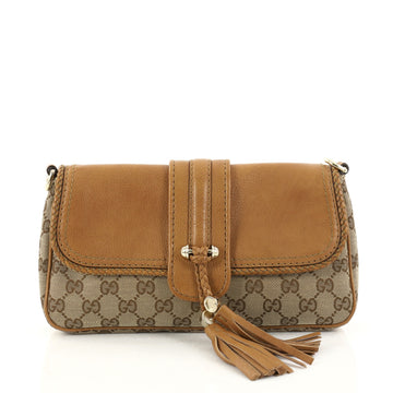 Gucci Marrakech Convertible Evening Bag Leather and GG Canvas Brown 2885401