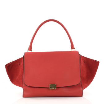 Celine Trapeze Handbag Leather Large Red 2885501