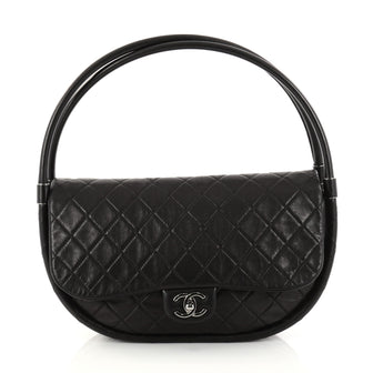 Chanel Hula Hoop Bag Quilted Lambskin Medium Black 2885701