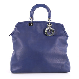 Christian Dior Granville Satchel Leather Large Blue 2886501