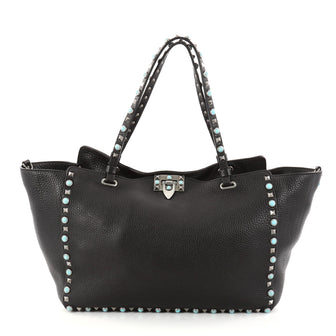 Valentino Rolling Rockstud Tote Leather with Cabochons 2886901