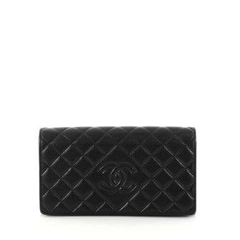 Chanel Diamond CC Flap Wallet Quilted Caviar Long Black 2888104